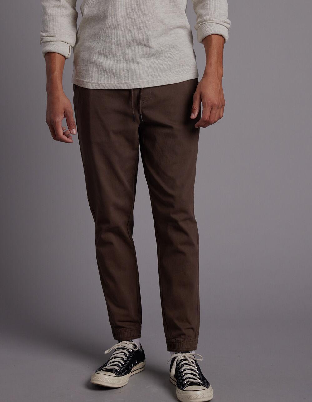 RSQ Mens Twill Jogger Pants - DARK BROWN Product Image