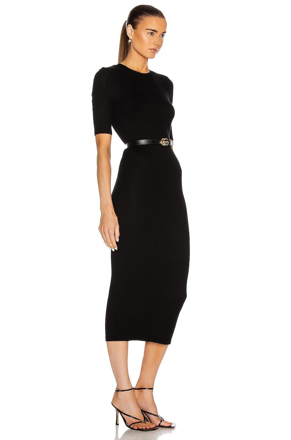 Silk Rib Half Sleeve Crew Midi Dress Product Image