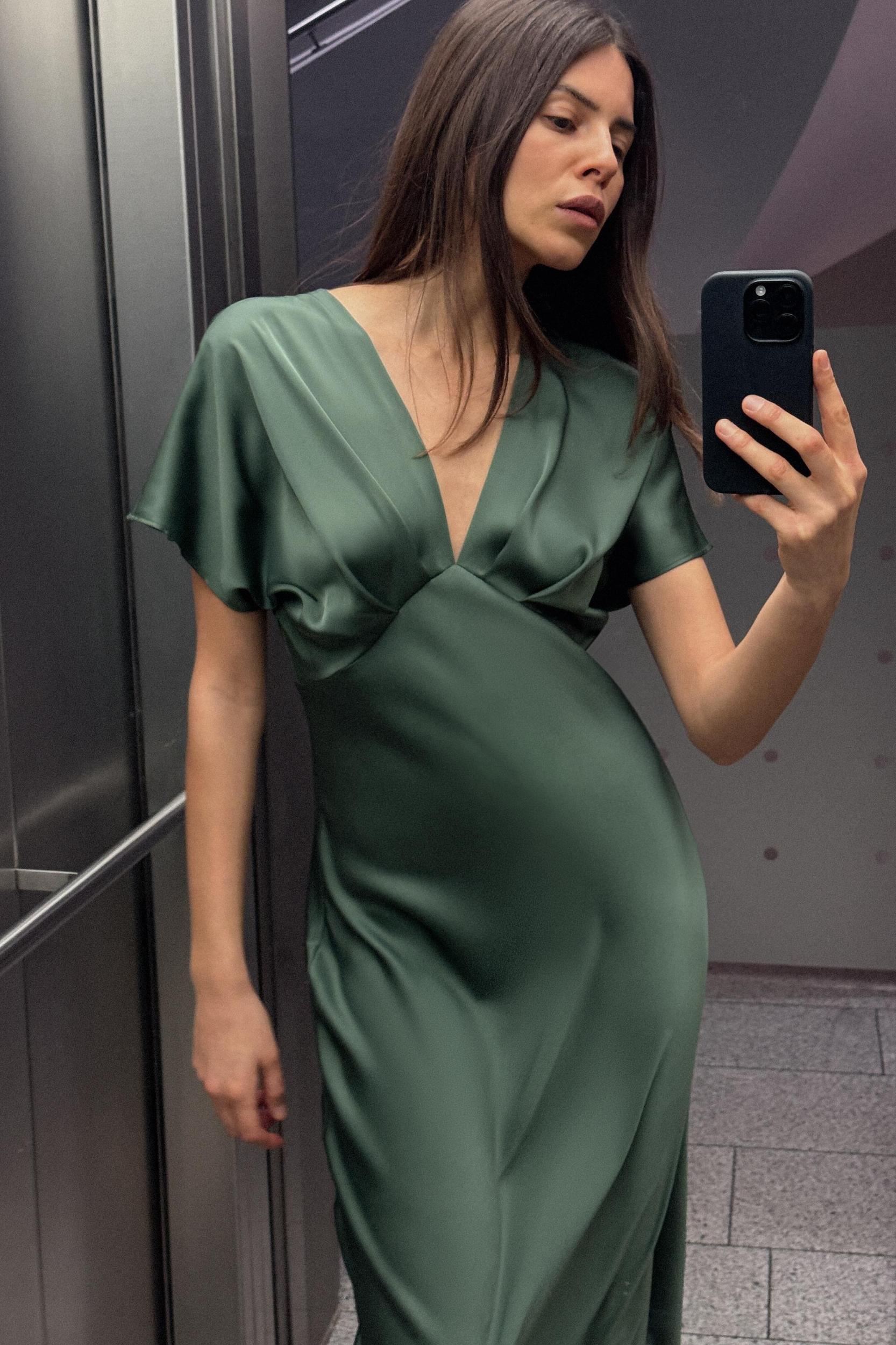 SATIN EFFECT MIDI DRESS Product Image
