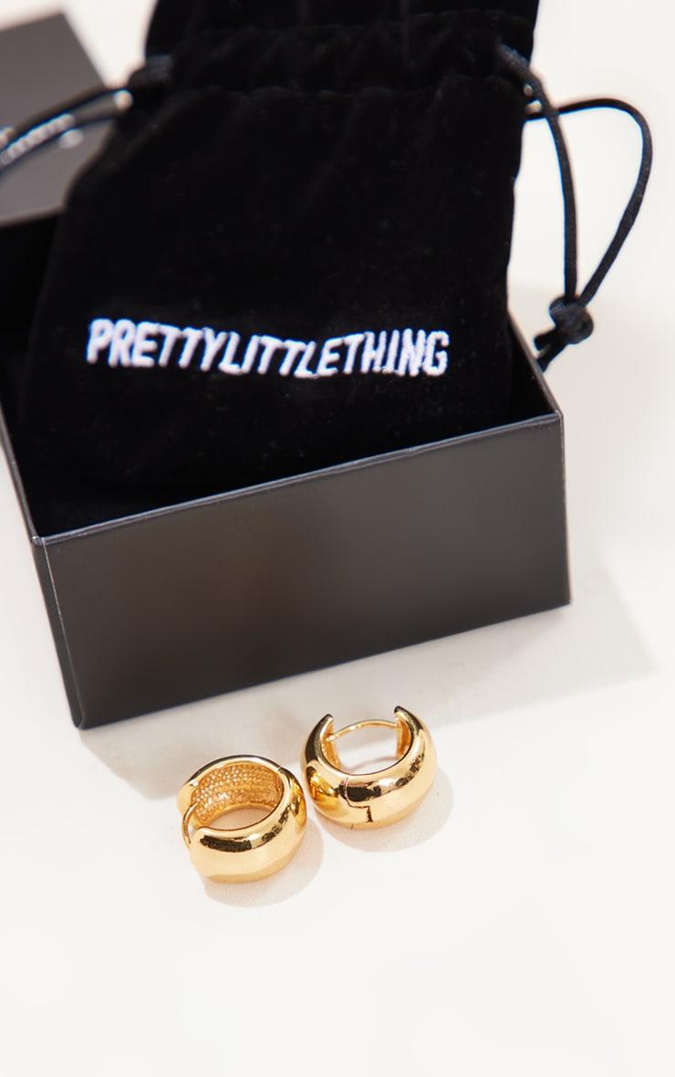 Real Gold Plated Wide Thick Small  Hoop Earrings Product Image