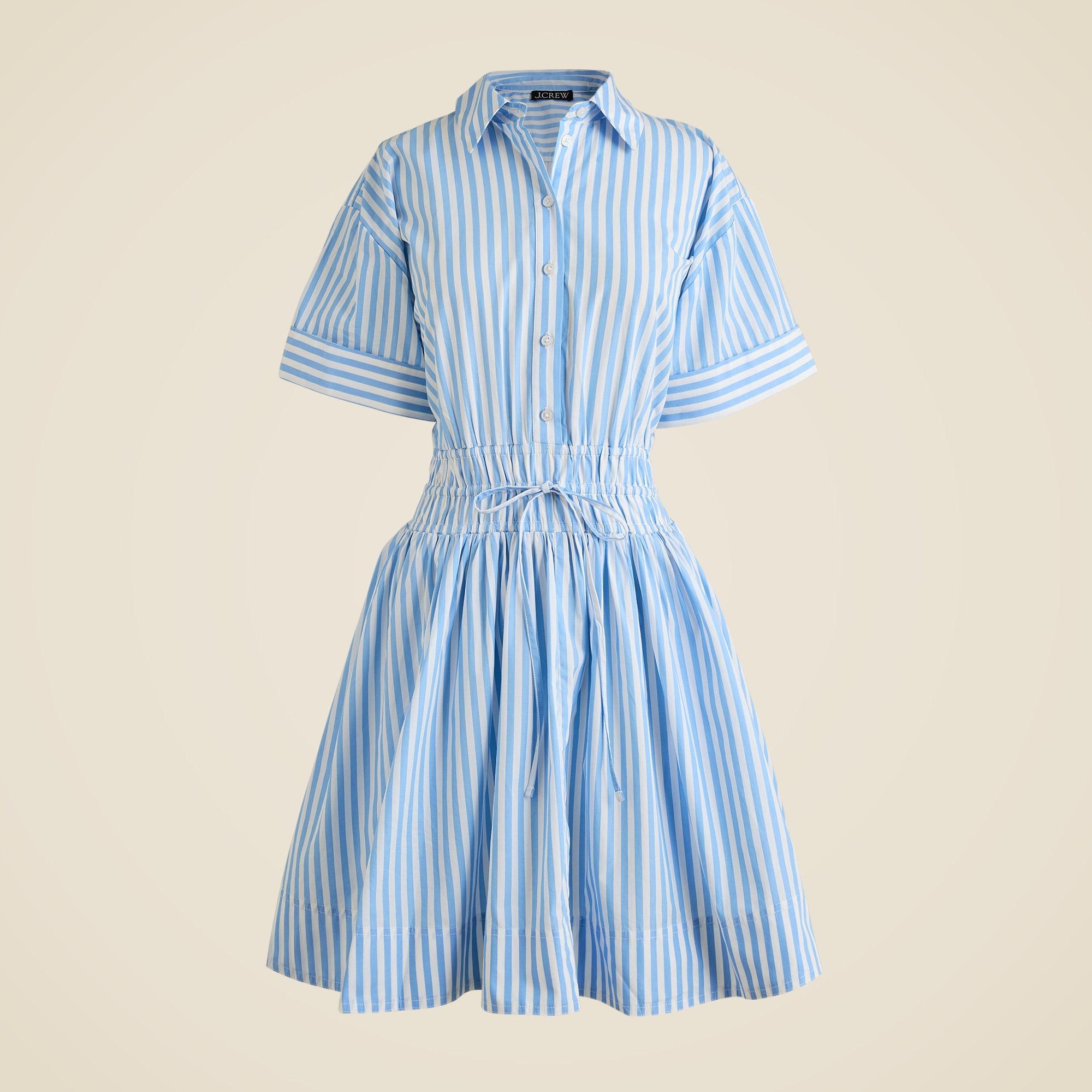 Elena mini shirtdress in striped cotton poplin Product Image