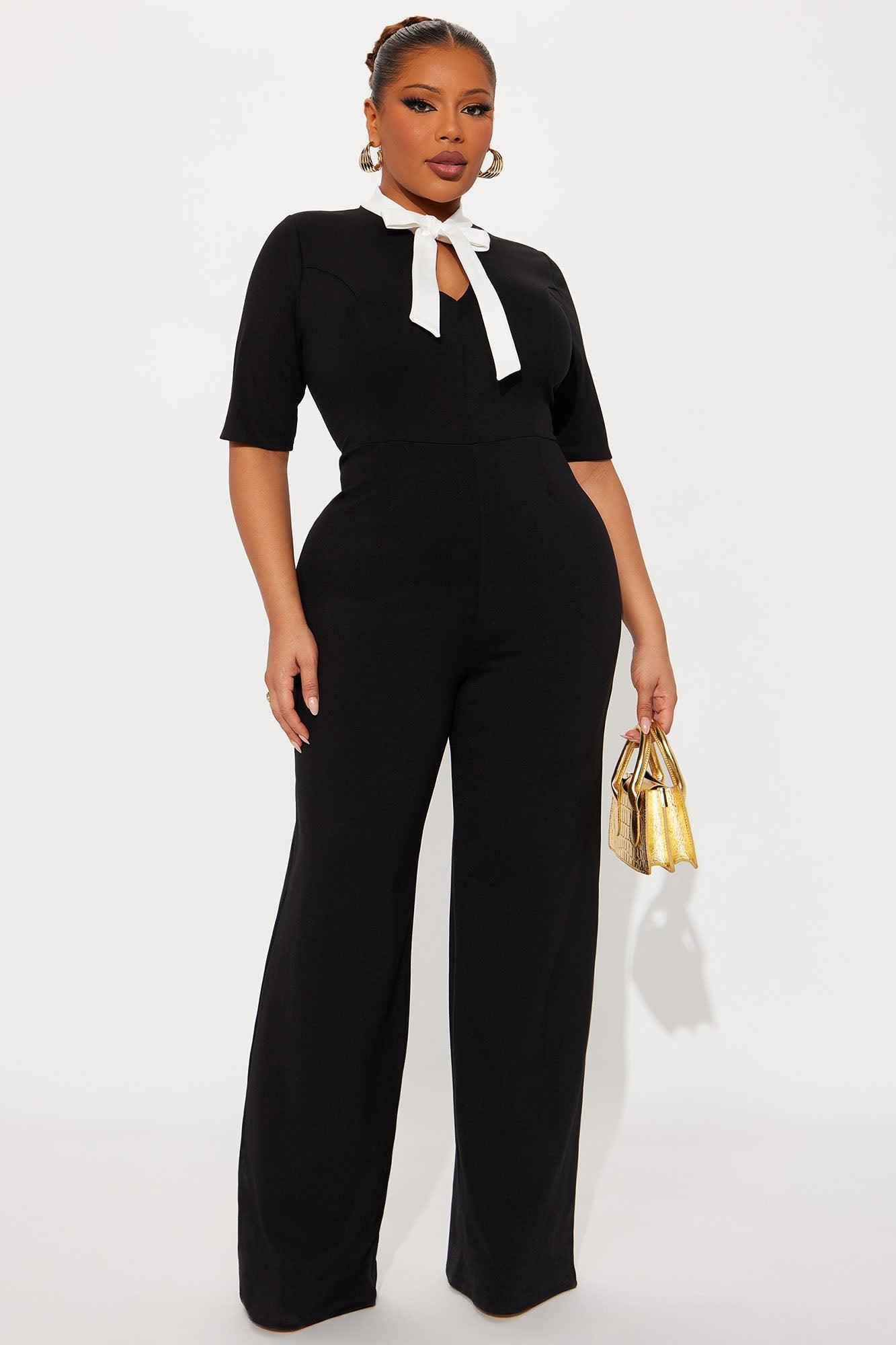 Sweet Like Me Ponte Jumpsuit - Black/White Product Image