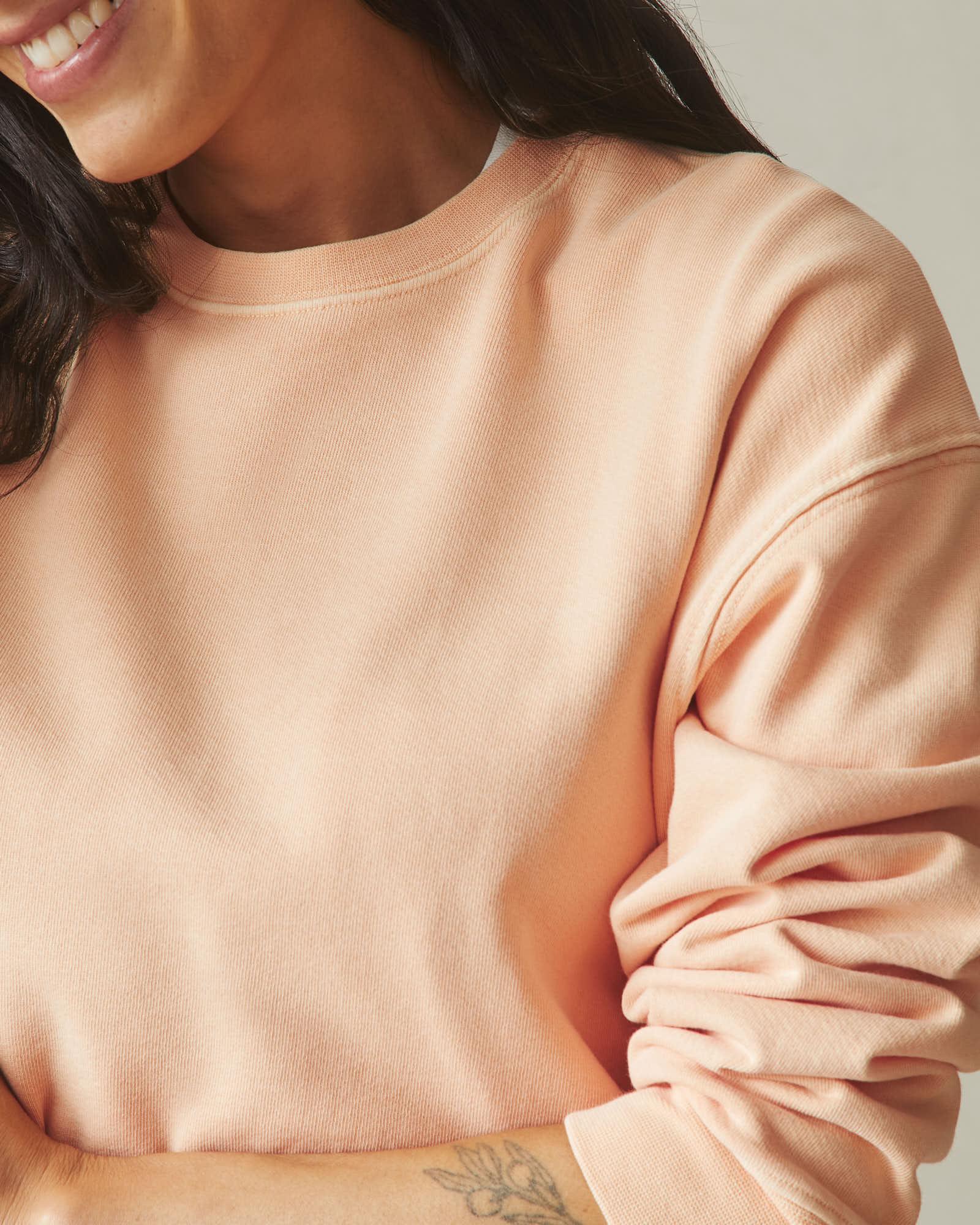 Women's Vintage Wash Relaxed French Terry Crew - Peach Fuzz Product Image