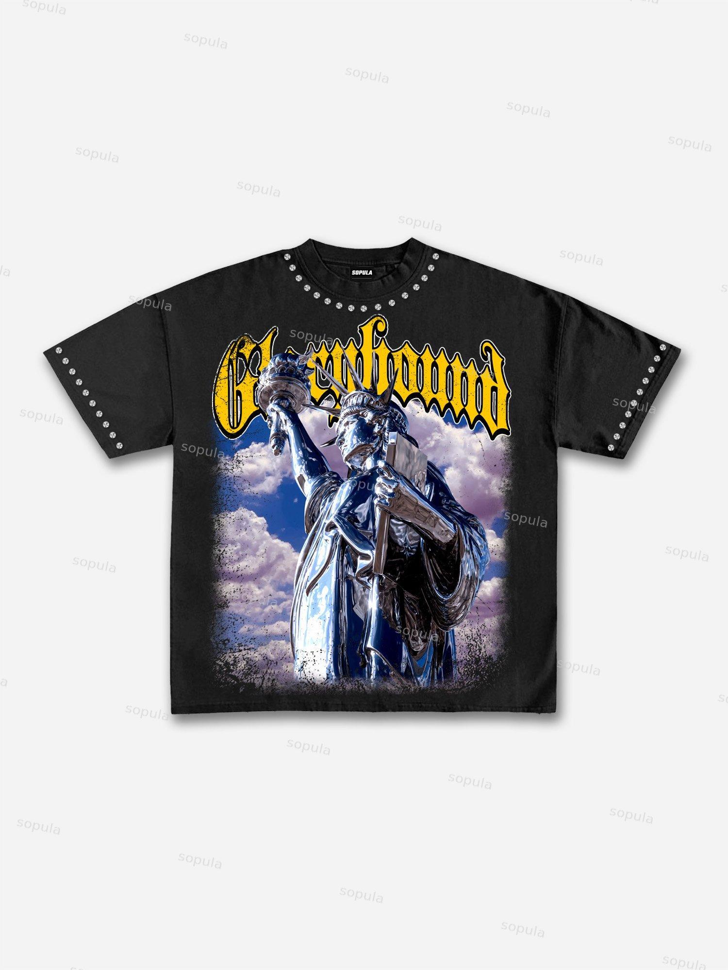 Glorybound Electroplated Coated Statue Of Liberty Vintage Graphic Cotton T-shirt Product Image