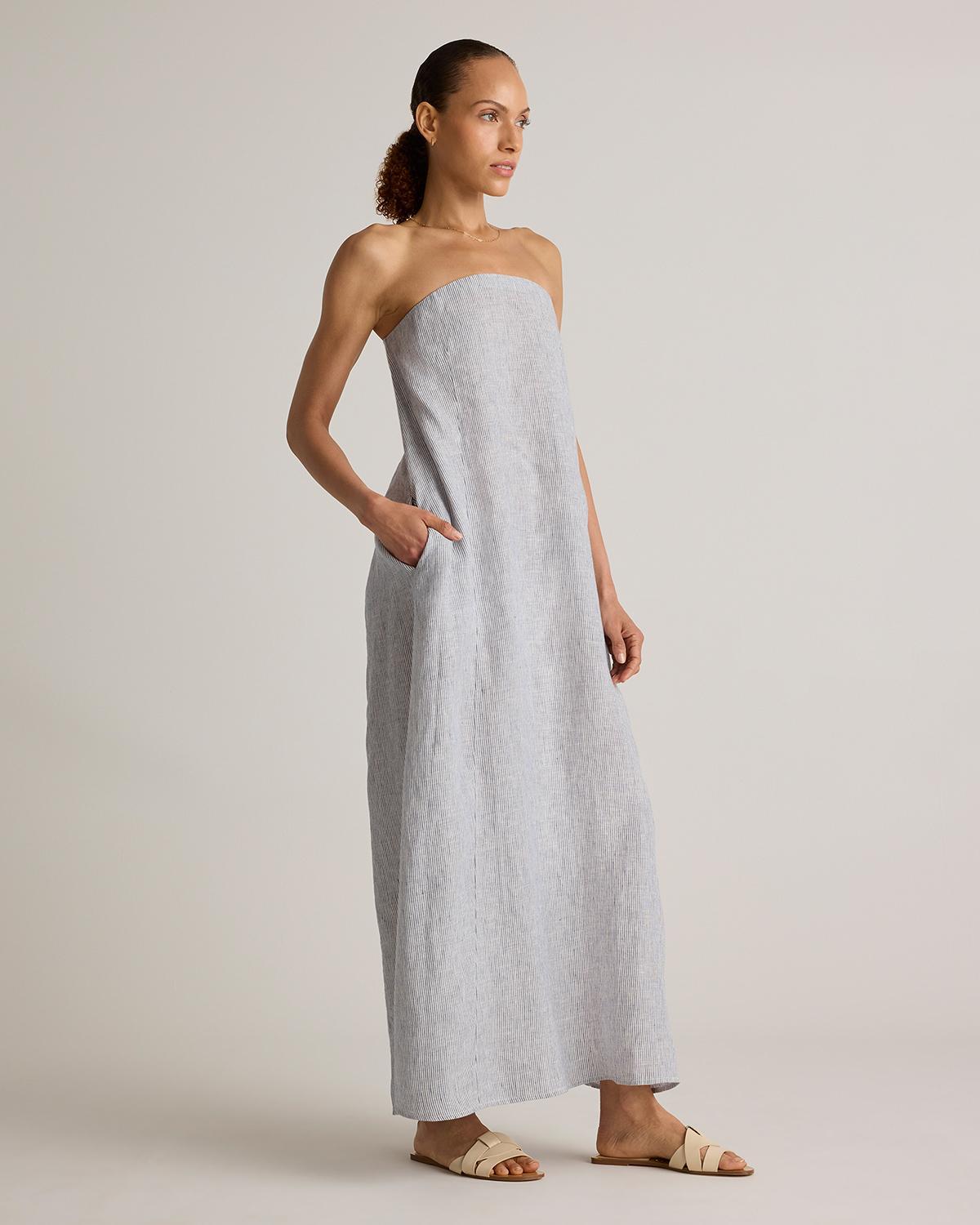 Quince | Women's 100% European Linen Strapless Maxi Dress Size XS Product Image