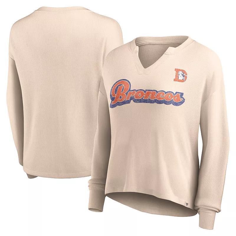 Women's Fanatics Branded Tan Las Vegas Raiders Go For It Notch Neck Waffle Knit Long Sleeve T-Shirt, Size: XS, Lvr Team Product Image