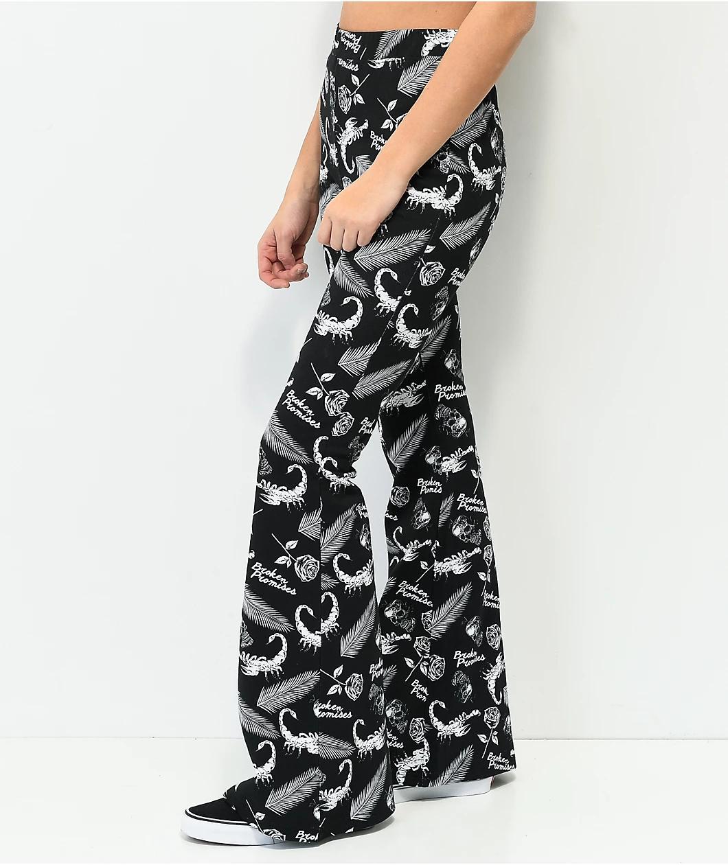 Broken Promises Tropic Disaster Black Flare Pants Product Image