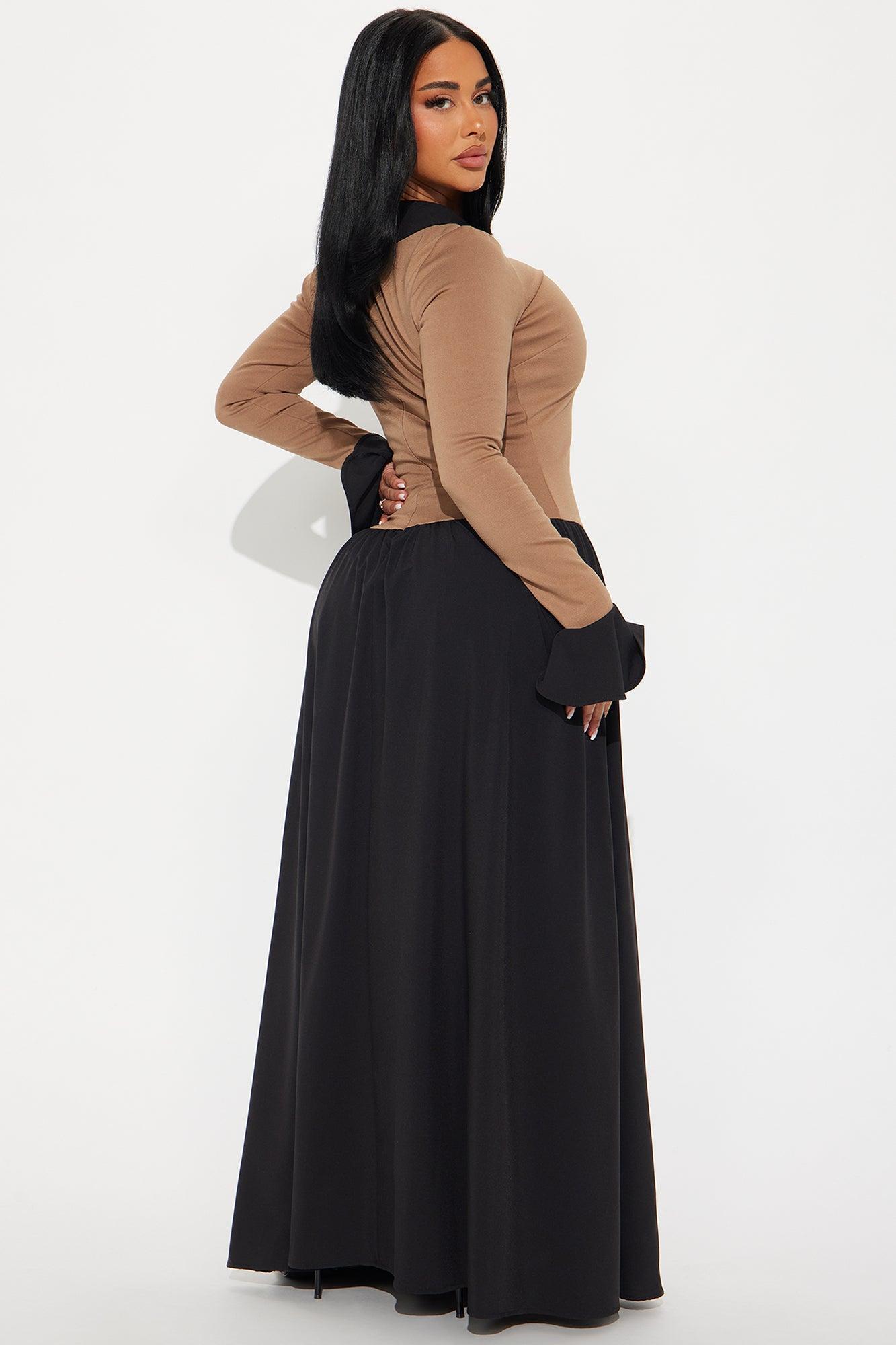 Mackenzie Poplin Maxi Dress - Mocha/combo Product Image
