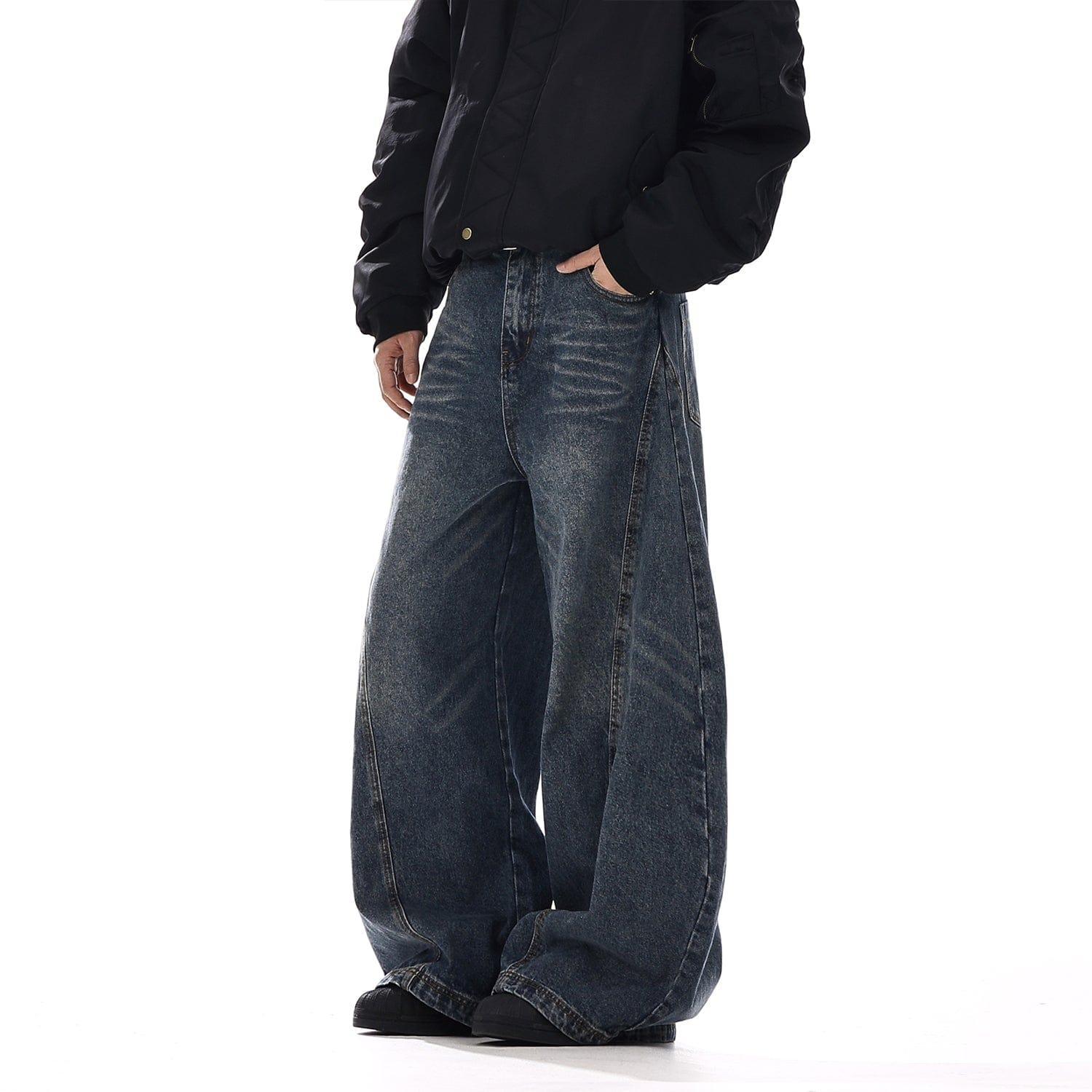 RT No. 12553 RECONSTRUCTED BLUE BAGGY DENIM JEANS Product Image