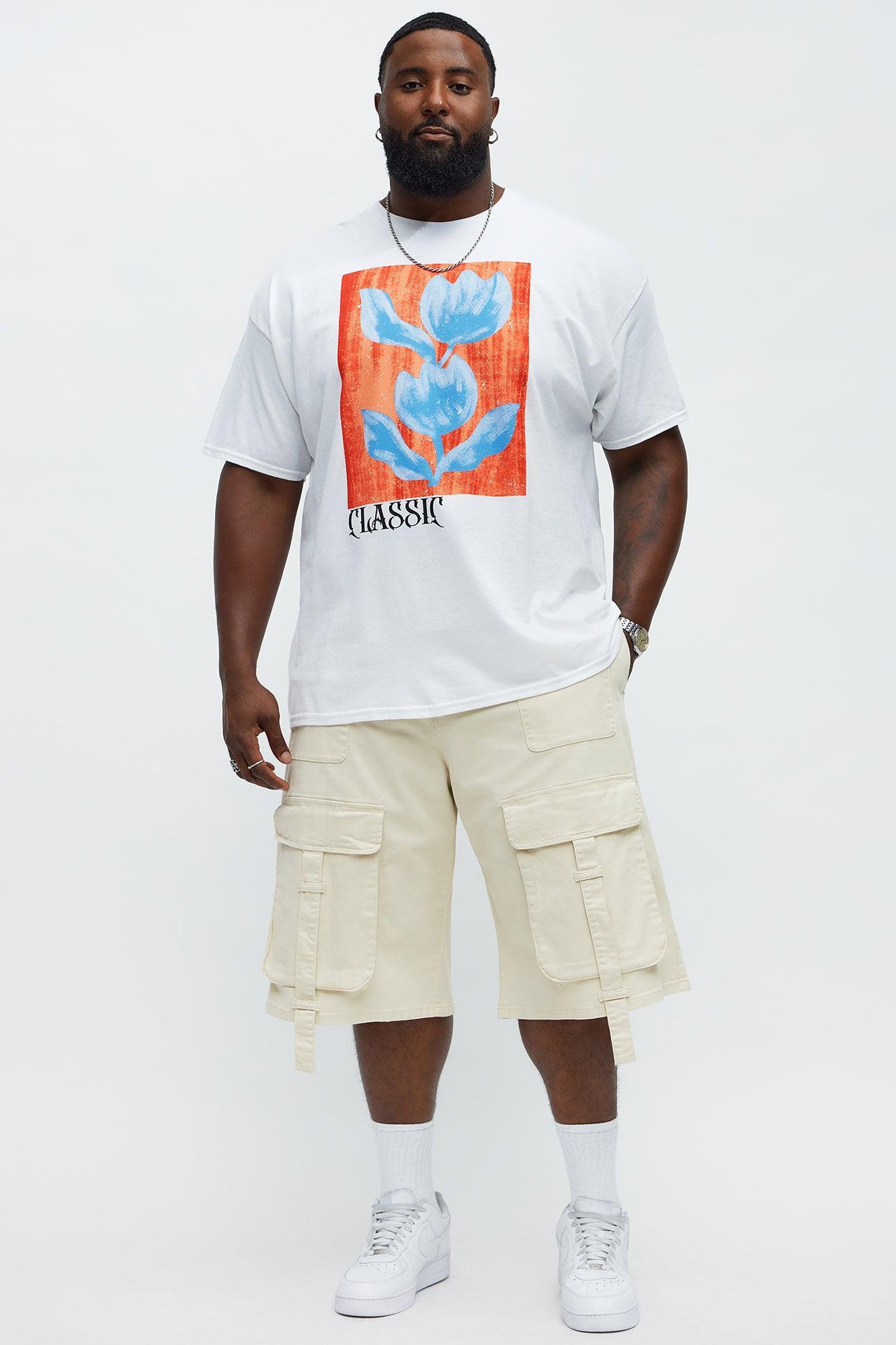 Baggy Oversized Pocket Cargo Shorts - Cream Product Image