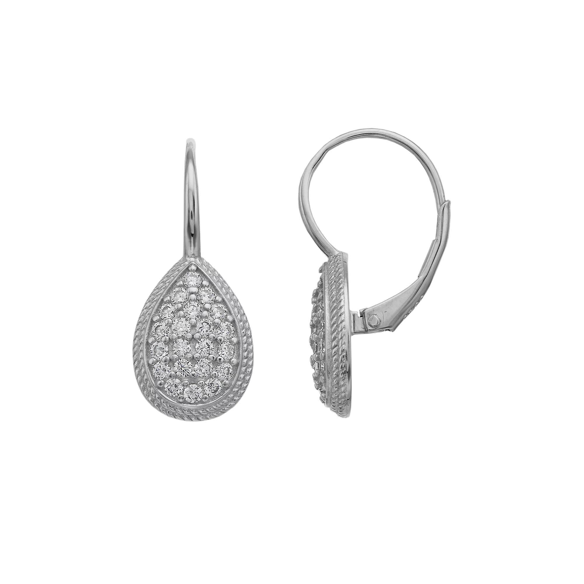 Rosabella Sterling Silver Cubic Zirconia Teardrop Cluster Earrings, Women's Product Image