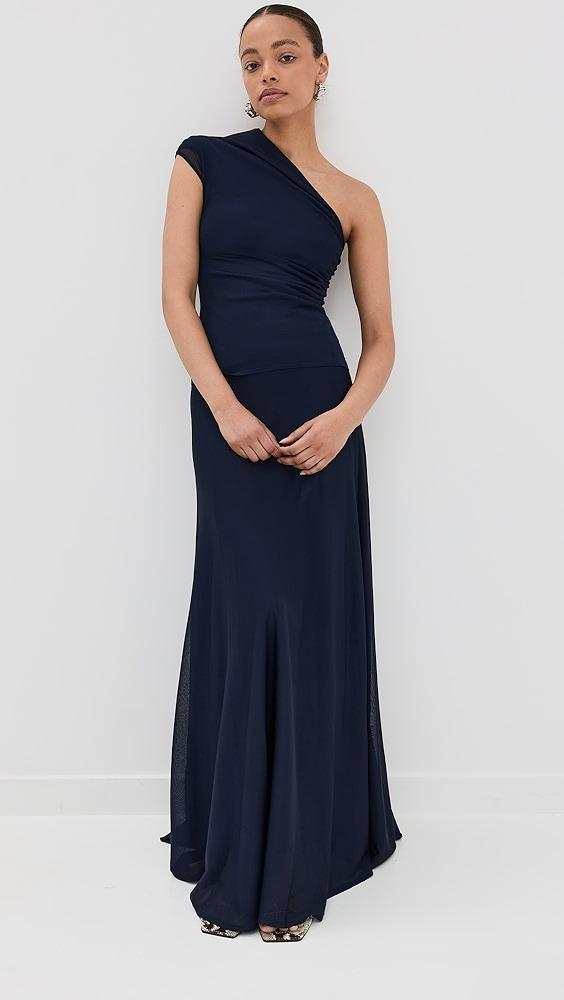 Brandon Maxwell The Leah One Shoulder Sheer Knit Tee | Shopbop Product Image