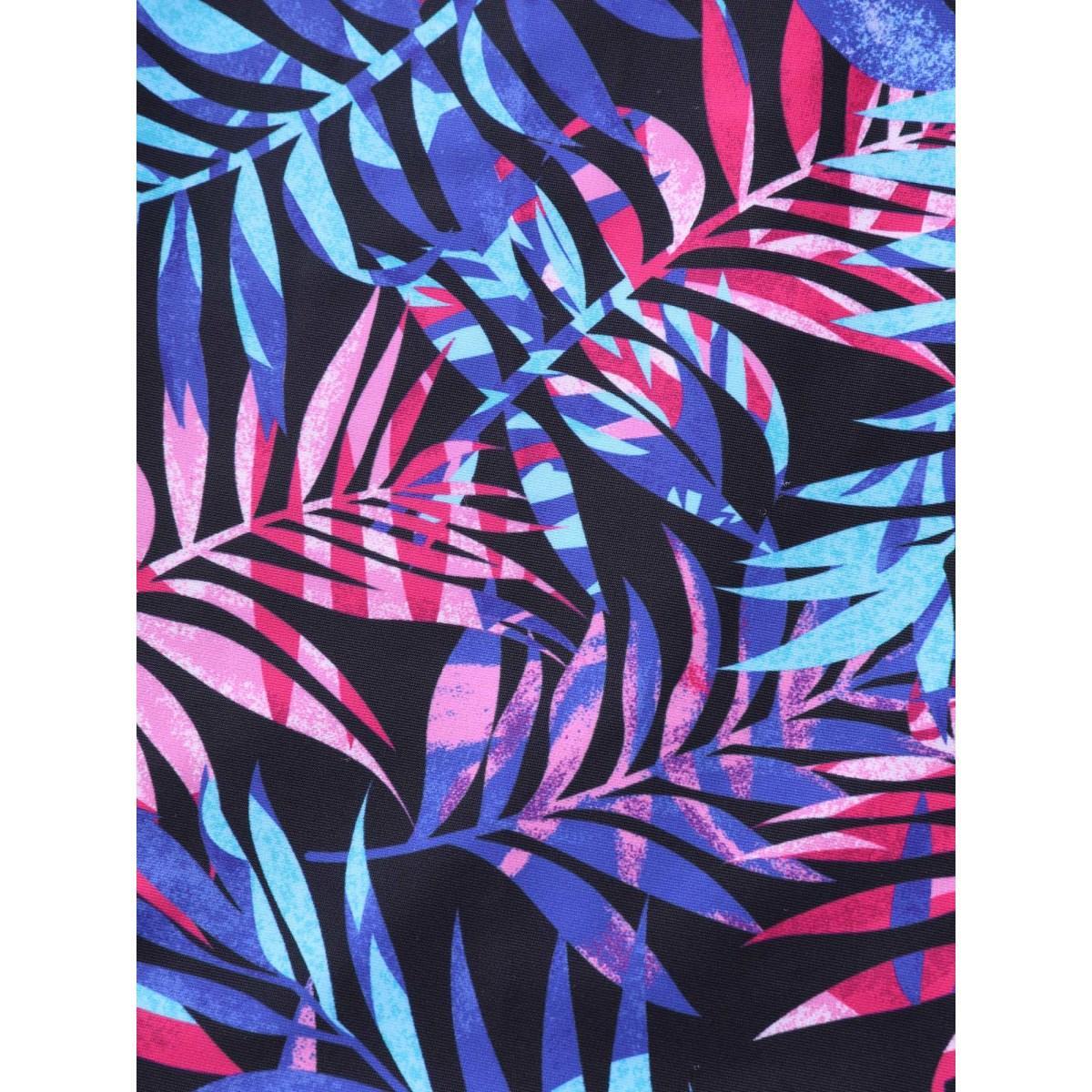 Plus Size Tropical Floral Print Split Swim Dress Women's Swimwear Navy Beach Bodycon U-neck High stretch Curve Swim Dresses BloomChic 30/6X Product Image