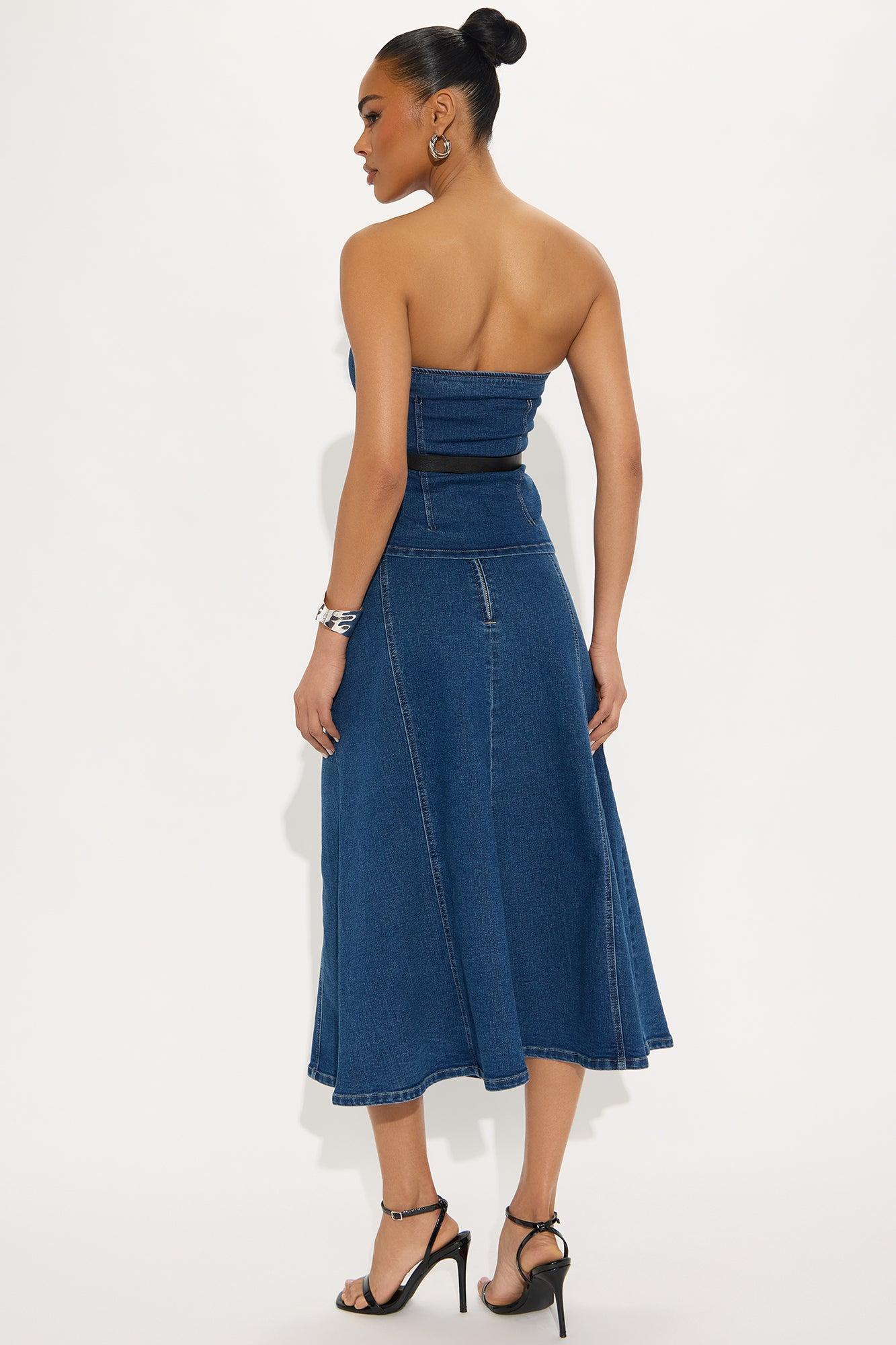 Zoe Denim Belted Skirt Set - Medium Wash Product Image