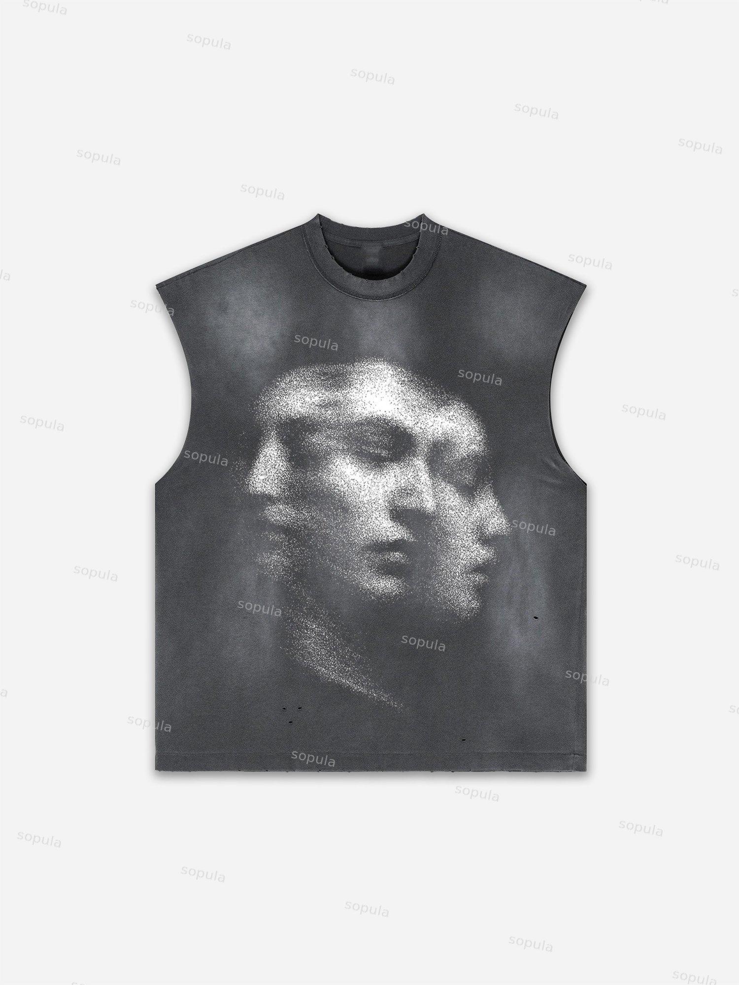 Sopula Vintage Graphic Distressed Tank Top Product Image