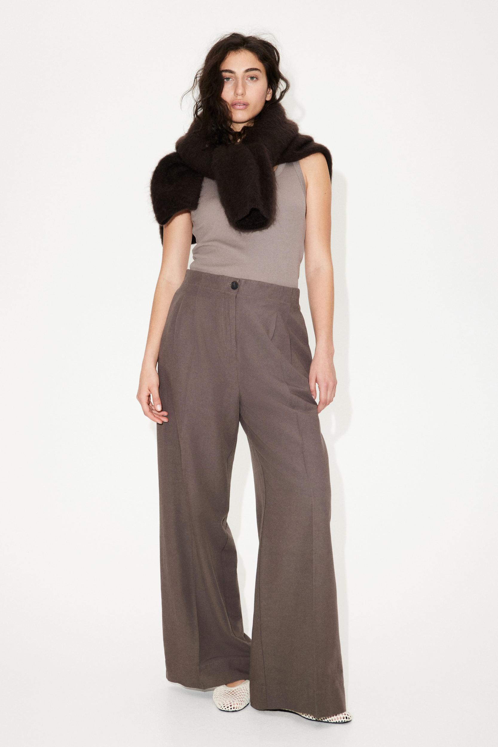 Wide-Leg Linen-Blend Pants Product Image