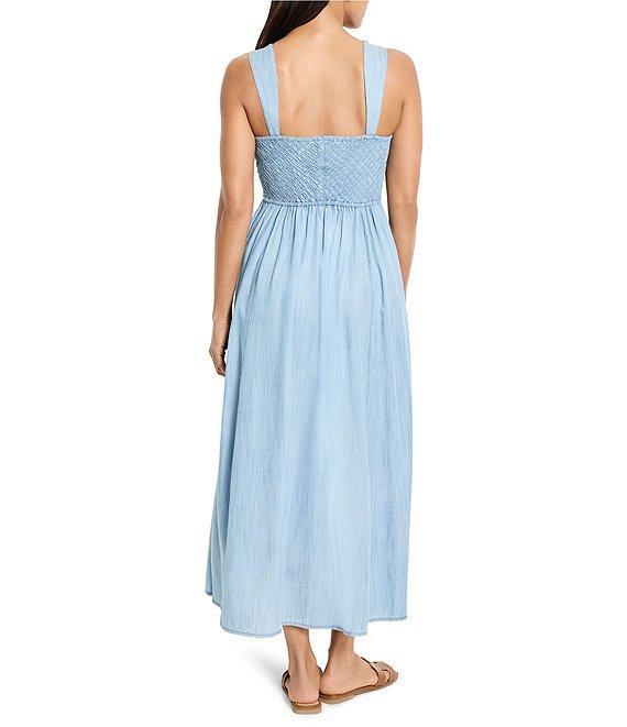 NIC + ZOE Sarah Denim Square Neck Sleeveless Fit-And-Flare Dress Product Image
