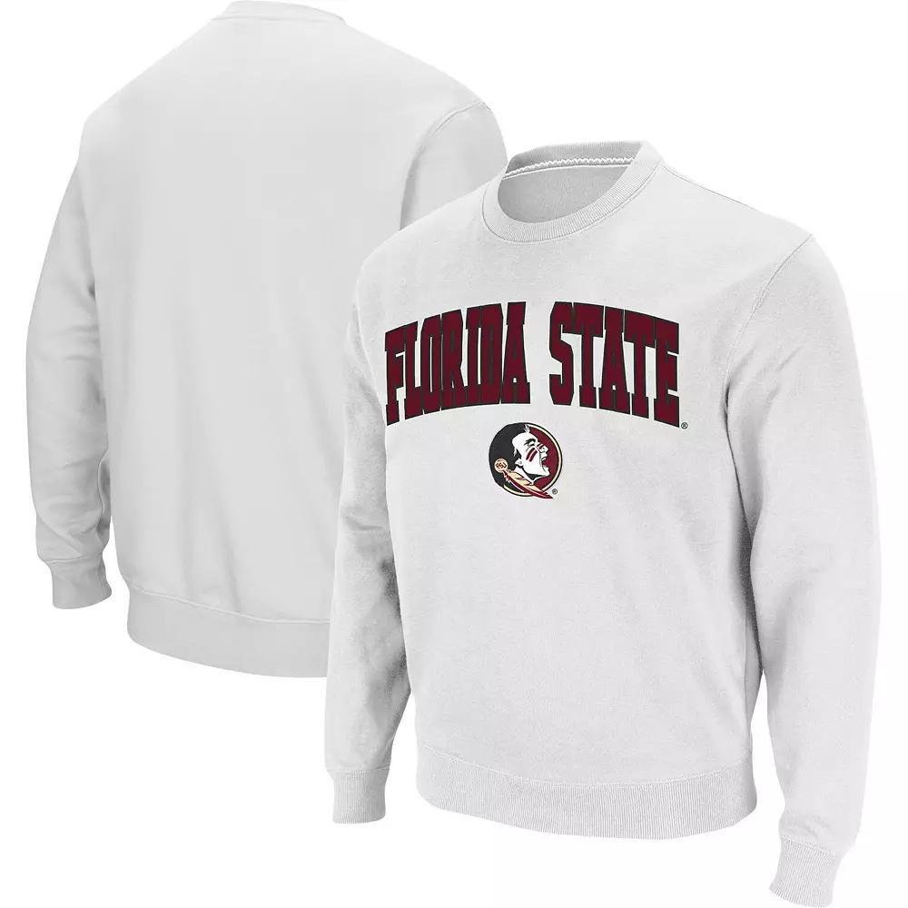 Men's Colosseum White Florida State Seminoles Arch & Logo Tackle Twill Pullover Sweatshirt, Size: 2XL Product Image