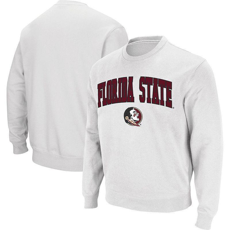 Men's Colosseum White Florida State Seminoles Arch & Logo Tackle Twill Pullover Sweatshirt, Size: 2XL Product Image