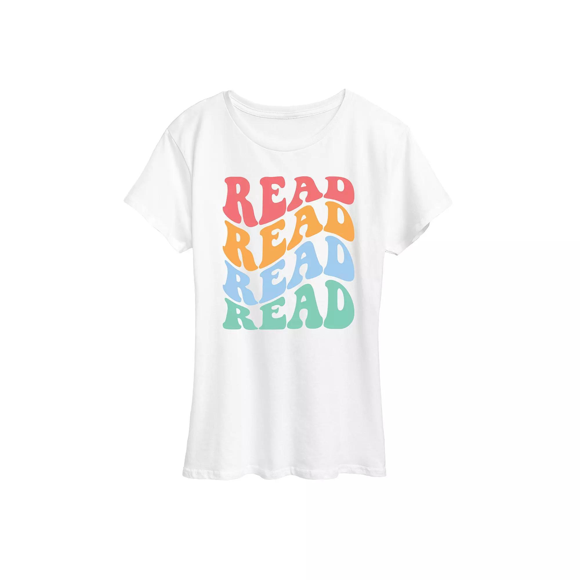 Women's Read Retro Stacked Graphic Tee, Size: XXL, White Product Image