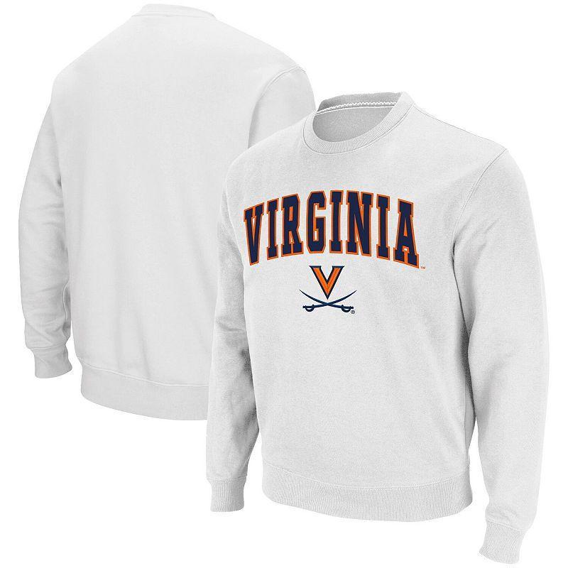 Men's Colosseum White Virginia Cavaliers Team Arch & Logo Tackle Twill Pullover Sweatshirt, Size: XL Product Image