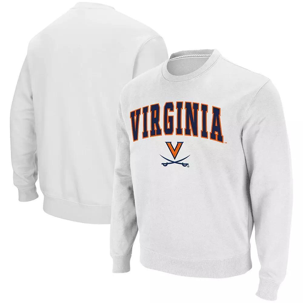 Men's Colosseum White Virginia Cavaliers Team Arch & Logo Tackle Twill Pullover Sweatshirt, Size: XL Product Image