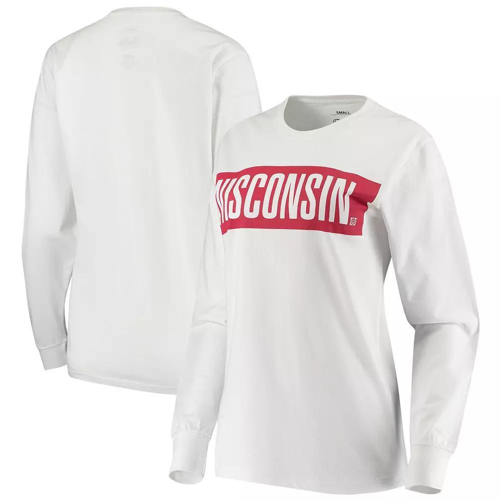 Women's Pressbox White Wisconsin Badgers Big Block Whiteout Long Sleeve T-Shirt, Size: Large Product Image