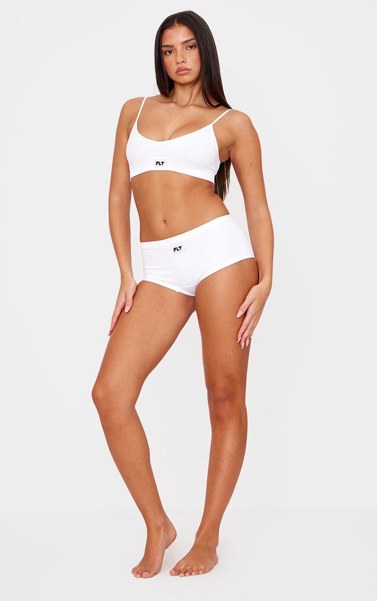 PRETTYLITTLETHING White Woven Badge Seamless Brief Product Image