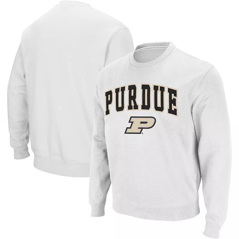 Men's Colosseum White Purdue Boilermakers Arch & Logo Crew Neck Sweatshirt, Size: XL Product Image