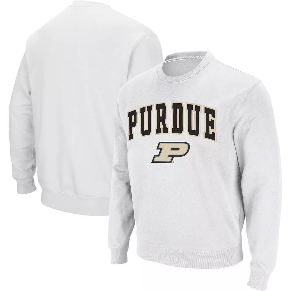 Men's Colosseum White Purdue Boilermakers Arch & Logo Crew Neck Sweatshirt, Size: XL Product Image