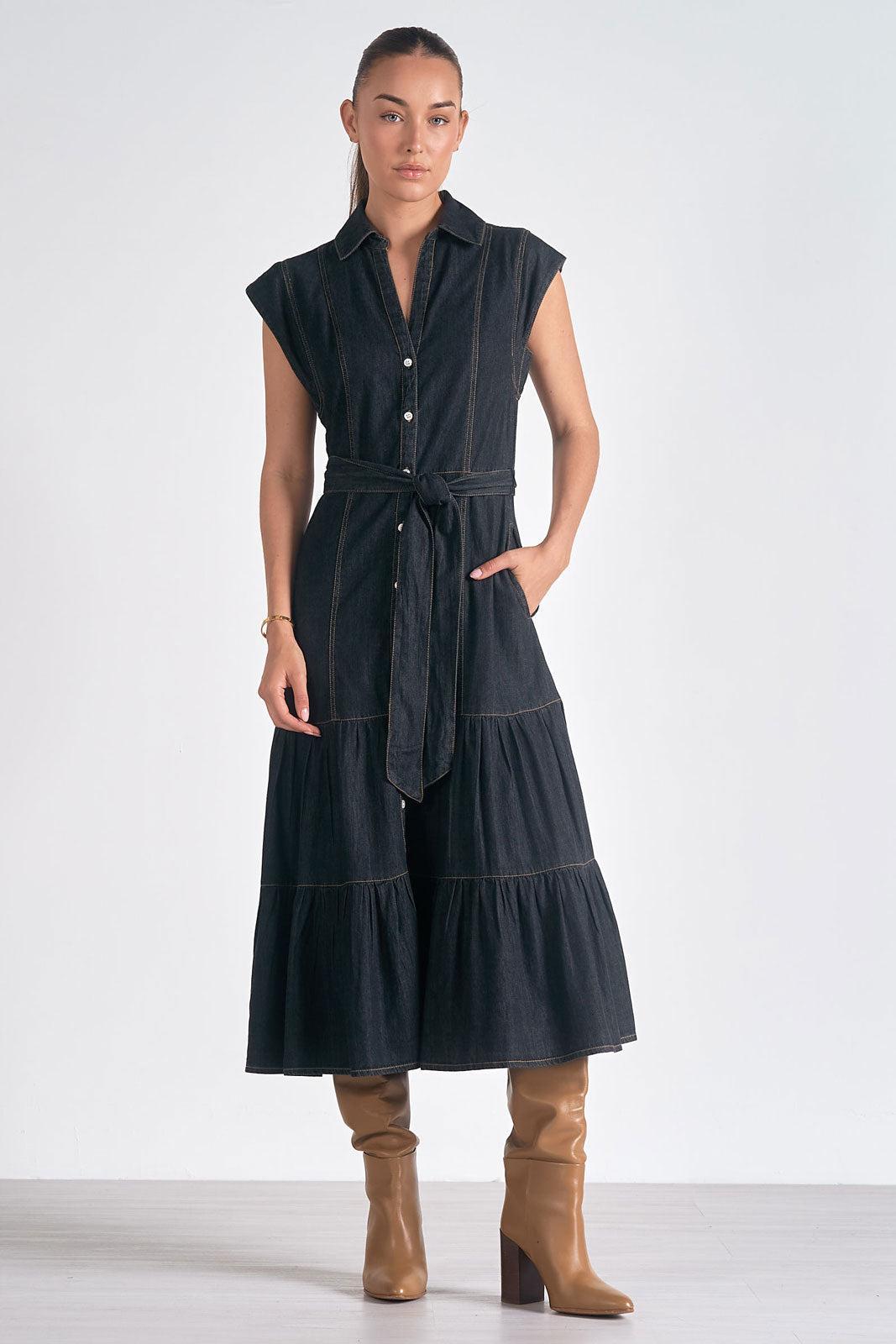 CAP SLEEVE MIDI DRESS Product Image