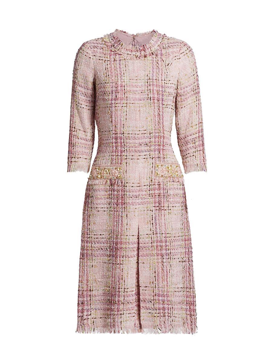 Womens Plaid Tweed Cocktail Dress Product Image