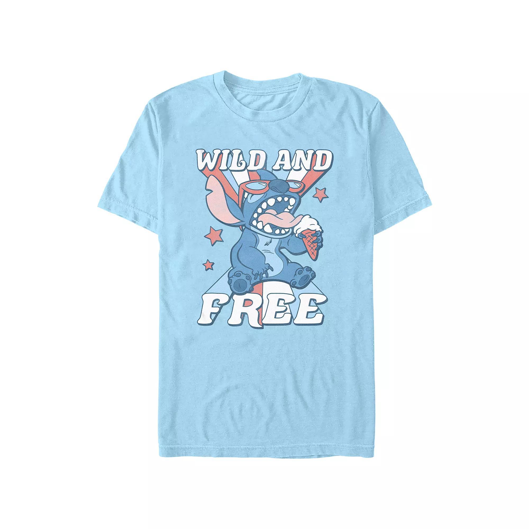 Disney's Lilo & Stitch Men's Wild And Free Graphic Tee, Size: Small, Light Blue Product Image