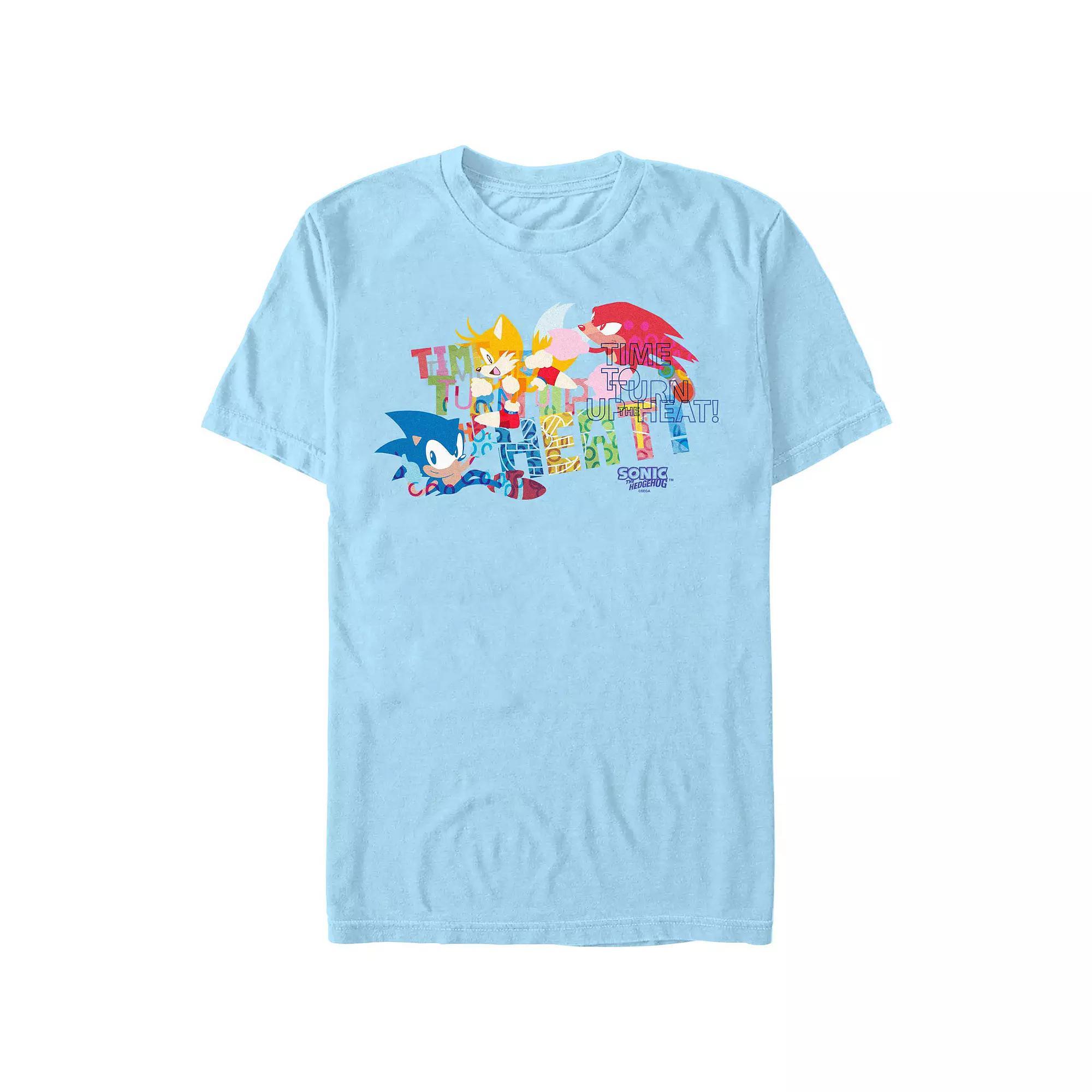 Men's Sonic The Hedgehog Time To Turn Up The Heat Graphic Tee, Size: Large, Light Blue Product Image