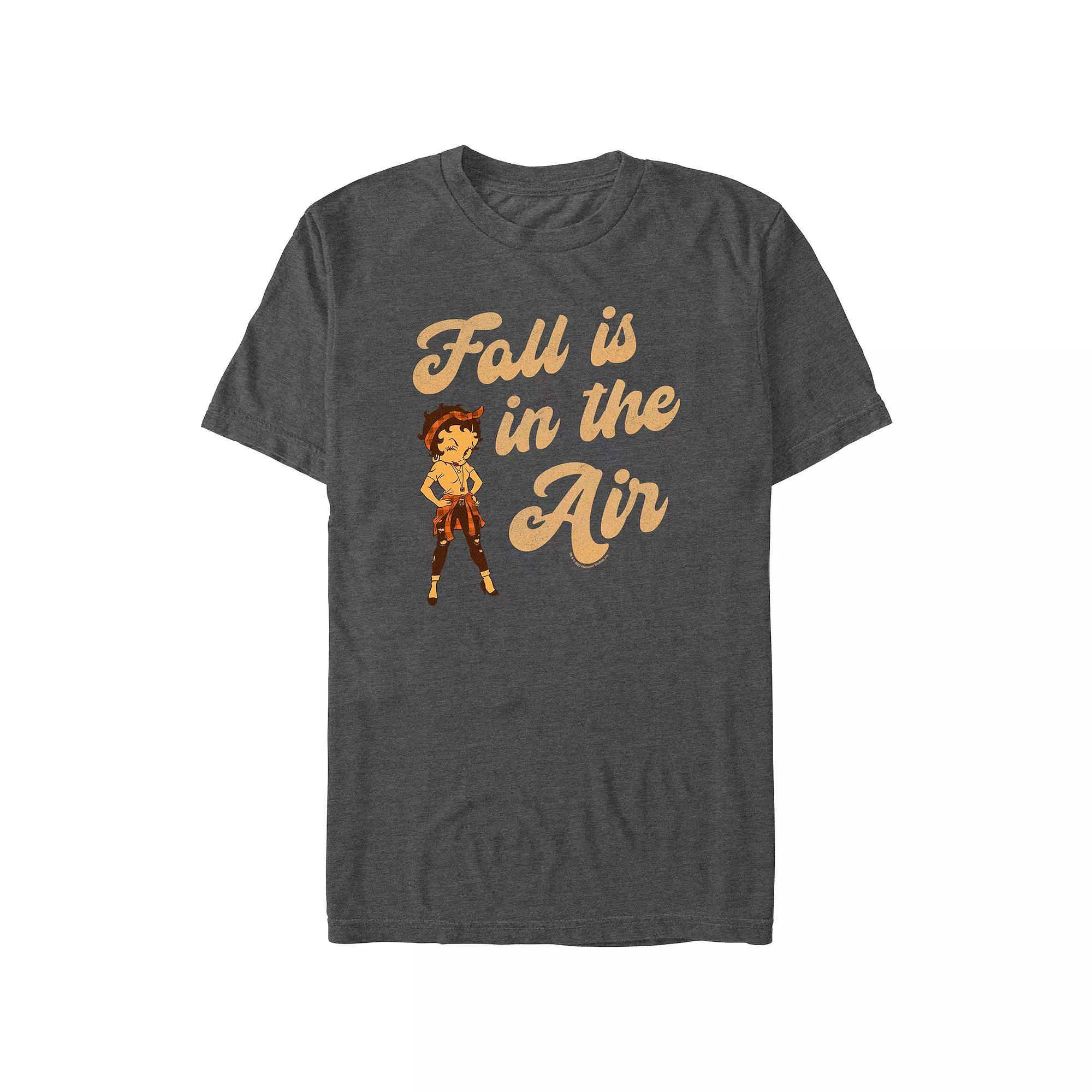 Men's Betty Boop Fall Is In The Air Graphic Tee, Size: Medium, Grey Heather Product Image