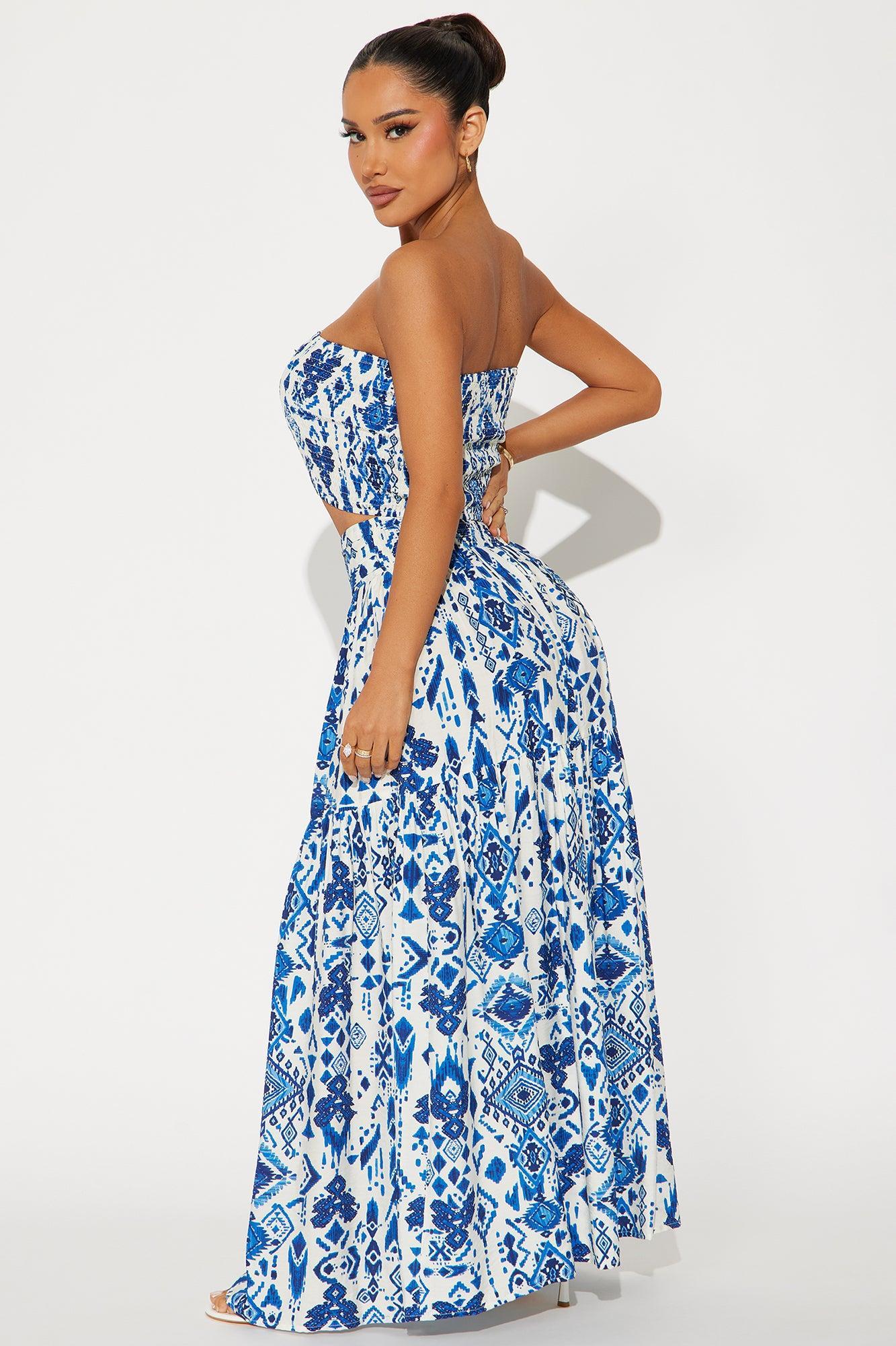 Morocco Maxi Skirt Set - Blue/combo Product Image