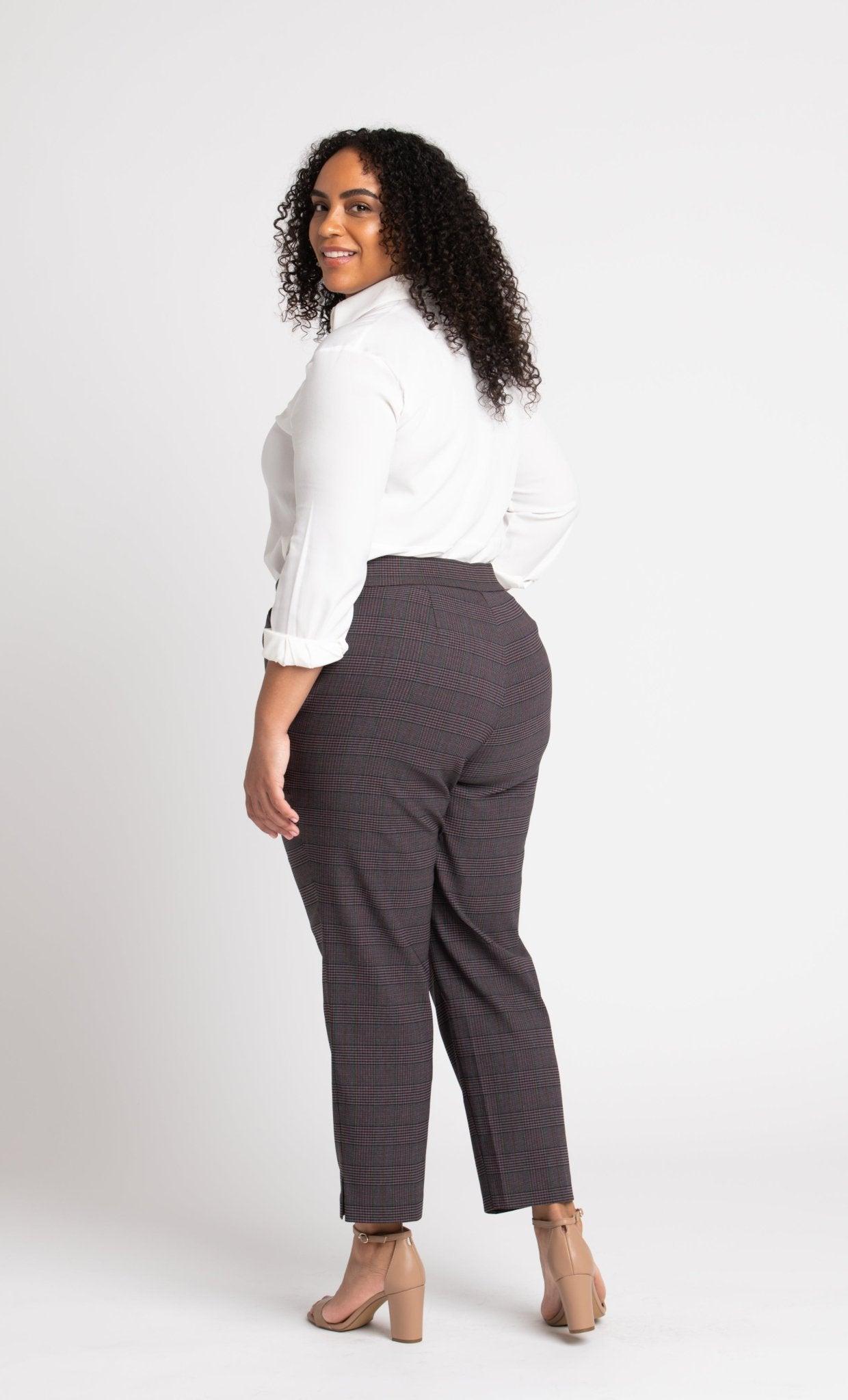 Roz & Ali Millennium Wine Plaid Pull On Ankle Pants - Plus Product Image