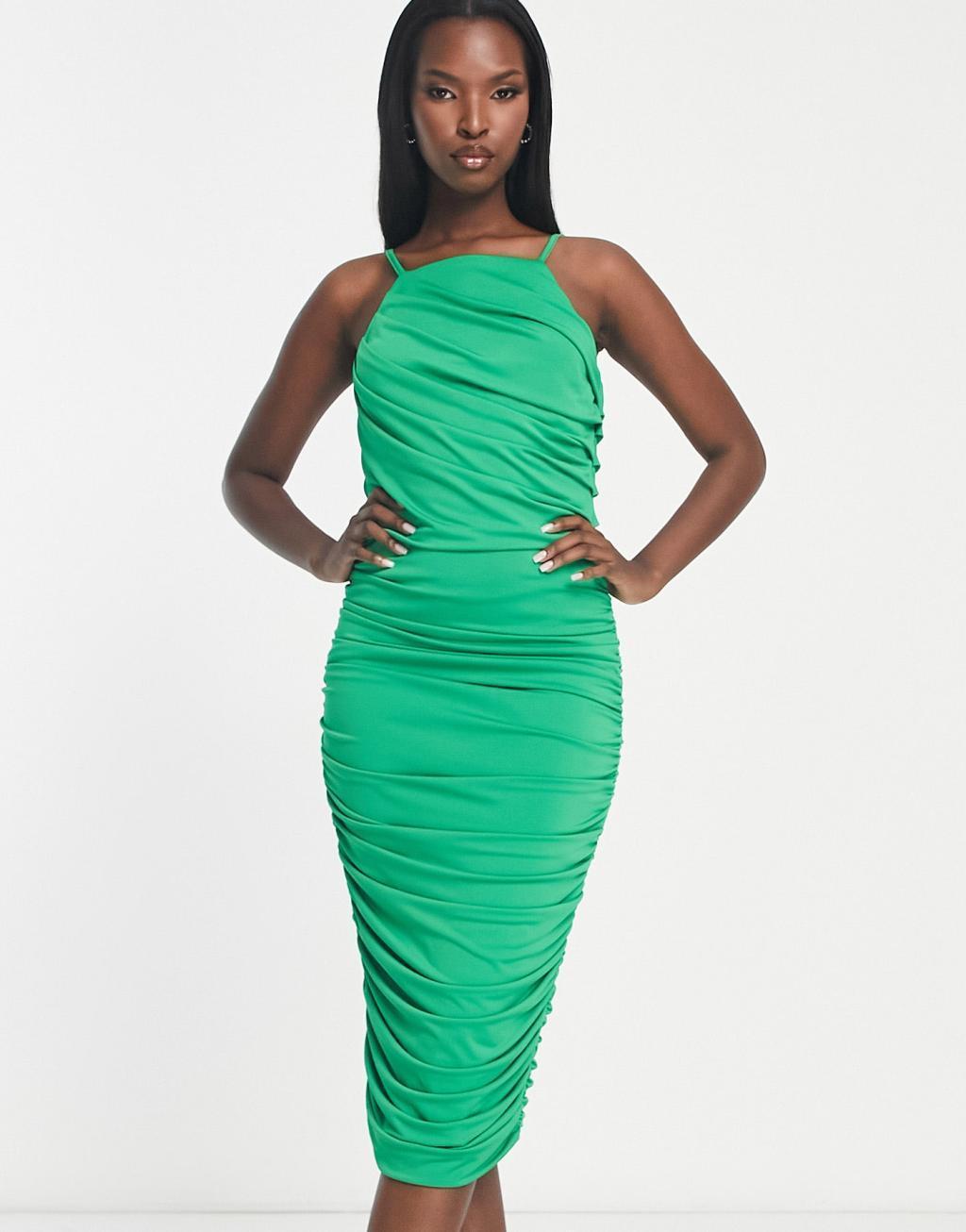 AX Paris ruched cami square neck midi dress Product Image