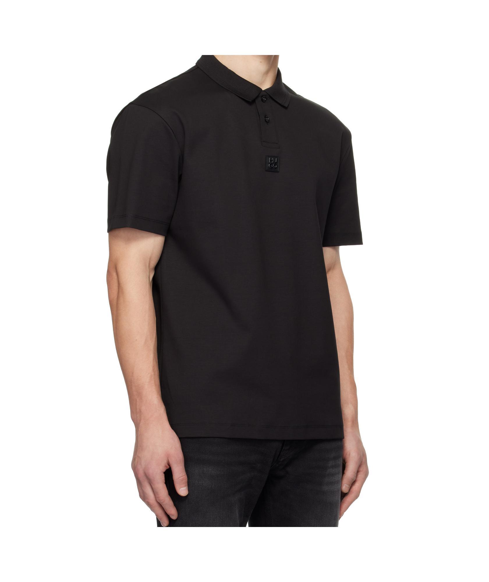 HUGO BOSS Interlock-cotton Polo Shirt In Black Product Image