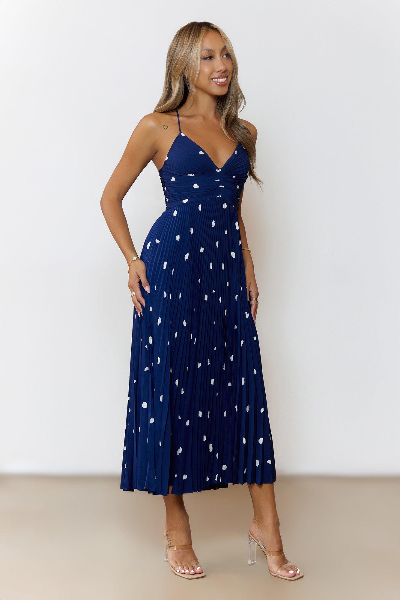 Dotty Daydream Midi Dress Navy Product Image