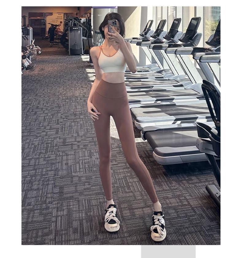 High Waist Plain Yoga Pants Product Image