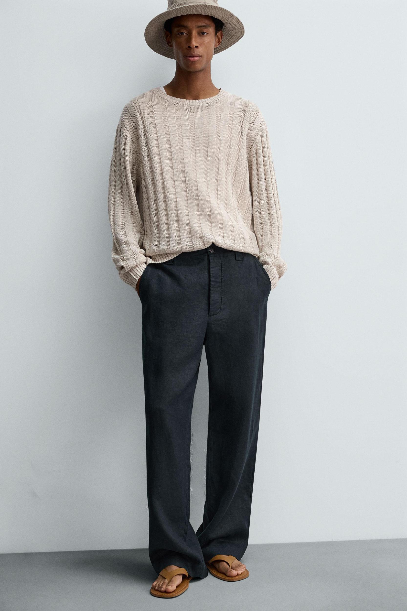 STRAIGHT FIT 100% LINEN PANTS Product Image