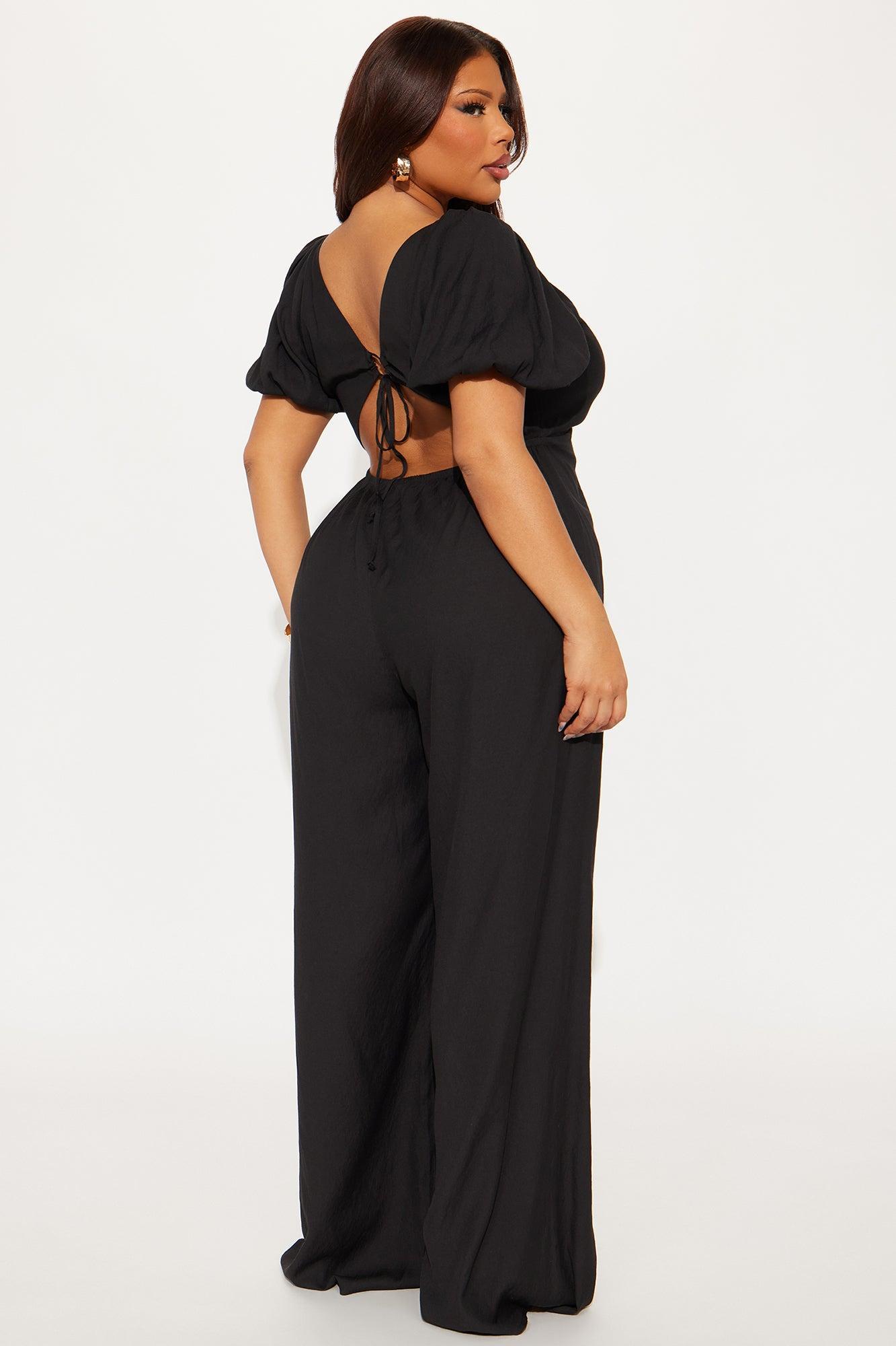 Prim Puff Sleeve Jumpsuit - Black Product Image