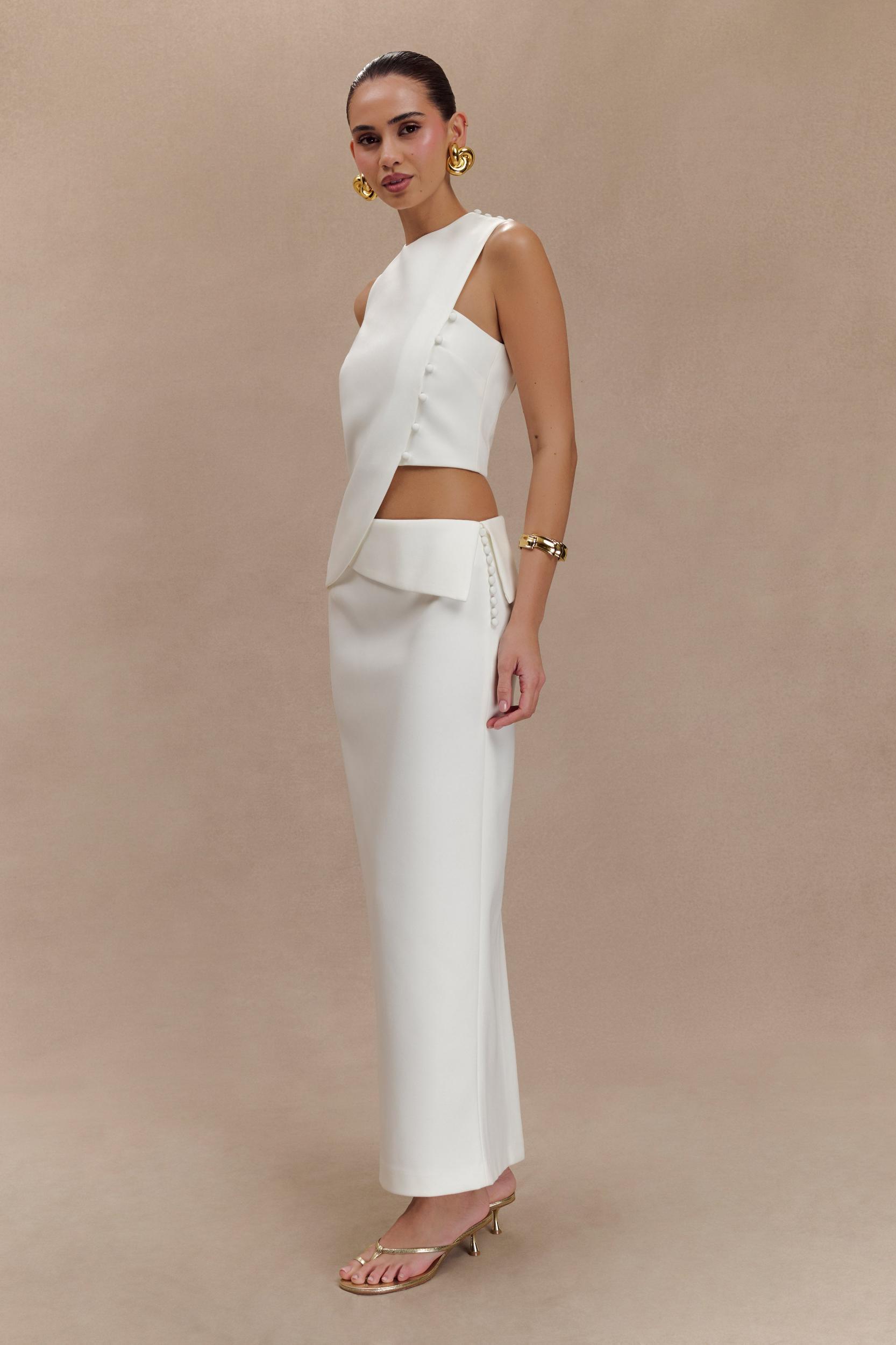 Astrid Suiting Midi Skirt - White Product Image