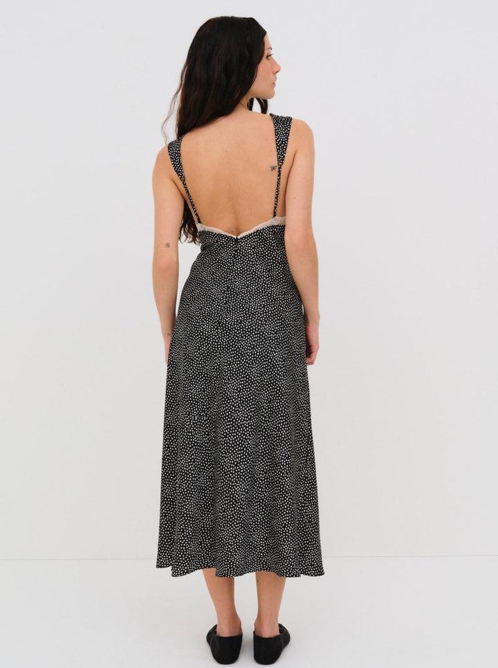 Evangeline Midi Slip Dress — Black Product Image