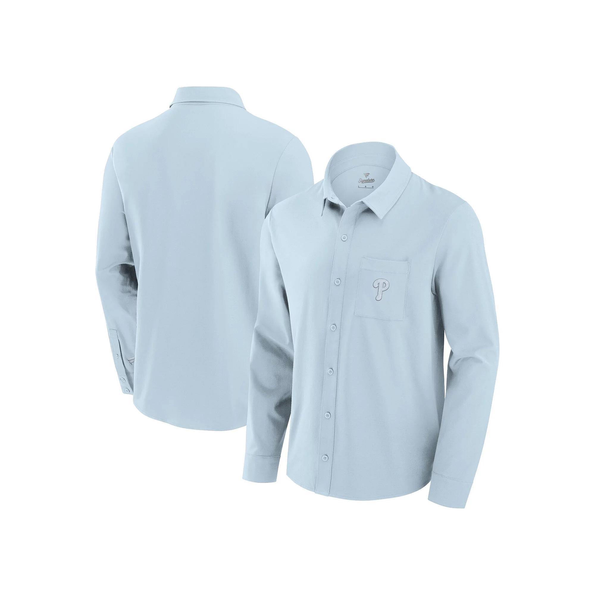 Men's Fanatics Light Blue New York Yankees Front Office Long Sleeve Button-Up Shirt, Size: Large Product Image