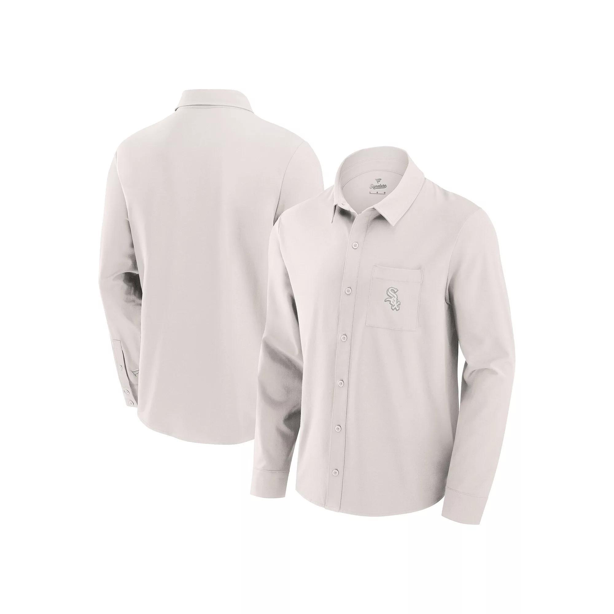 Men's Fanatics Cream Chicago White Sox Front Office Long Sleeve Button-Up Shirt, Size: Large, Beige Product Image