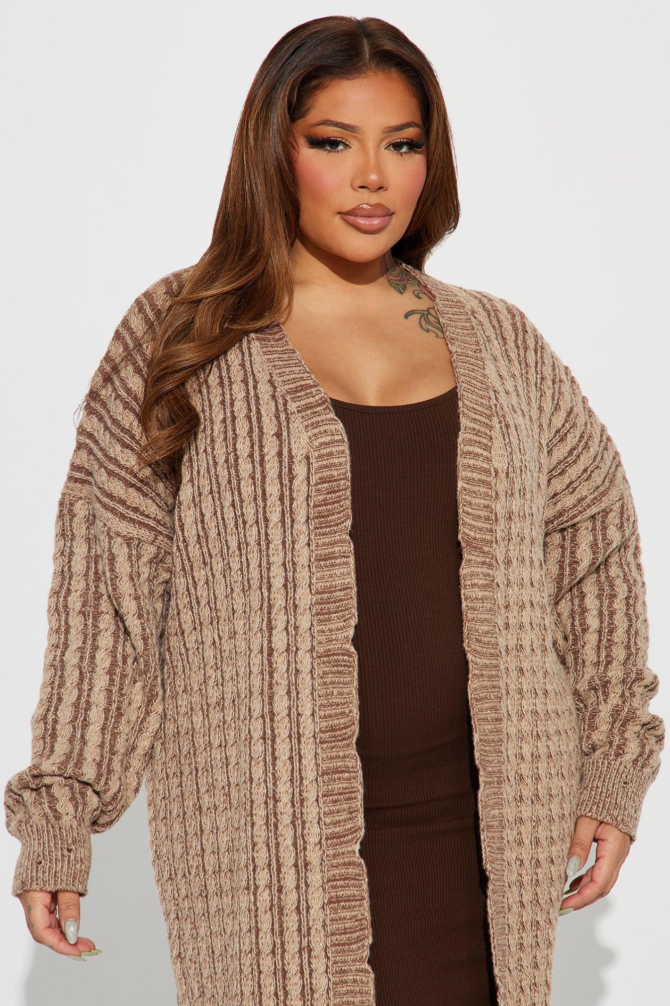 Street Chic Washed Long Cardigan - Mocha/combo Product Image