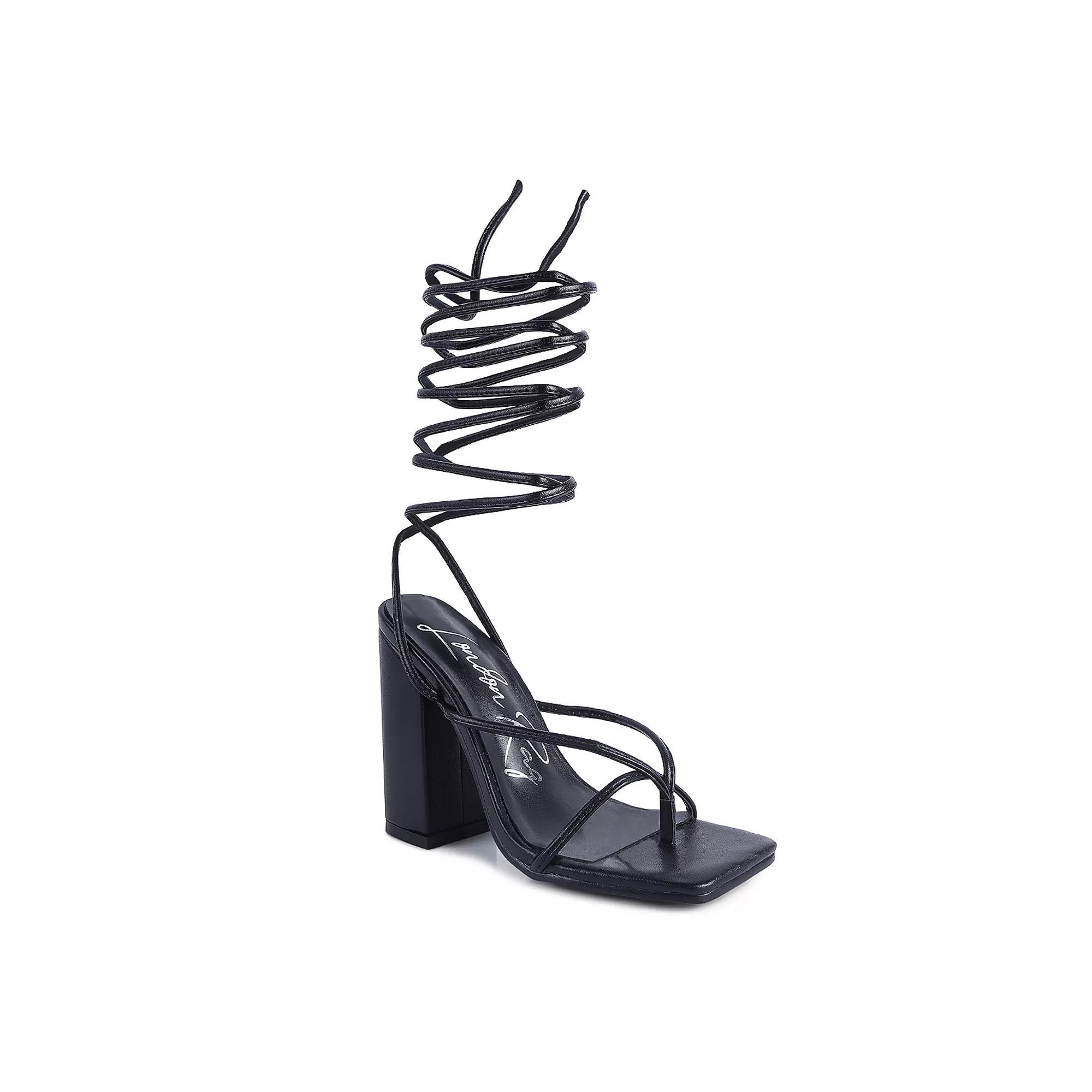 London Rag Women's Lace-Up Dress Sandals, Size: 7, Black Product Image