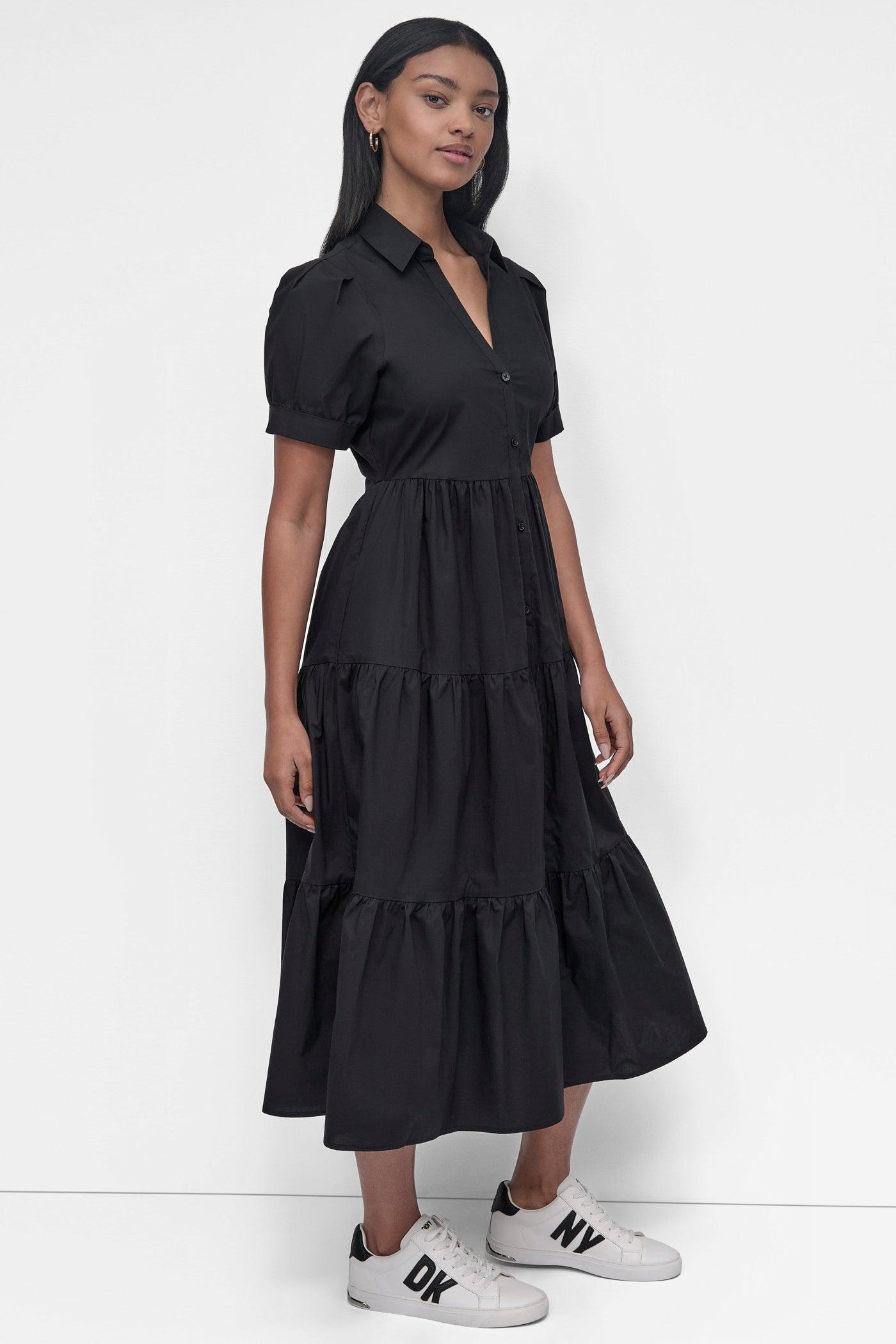 TIERED MIDI SHIRT DRESS Product Image